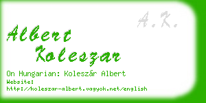 albert koleszar business card